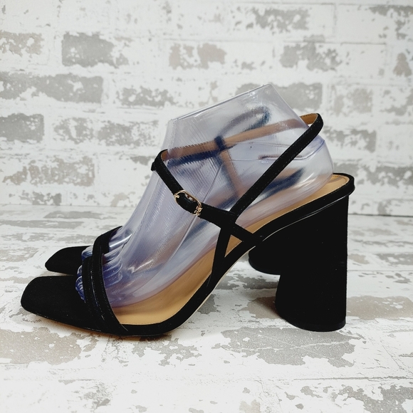 New Sam Edelman Kit Square Toe Slingback Cylindrical Block Heel Sandals X41 - Picture 1 of 12